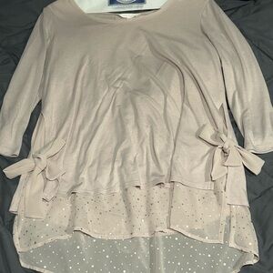 LC Lauren Conrad Blush Top with Bow Details